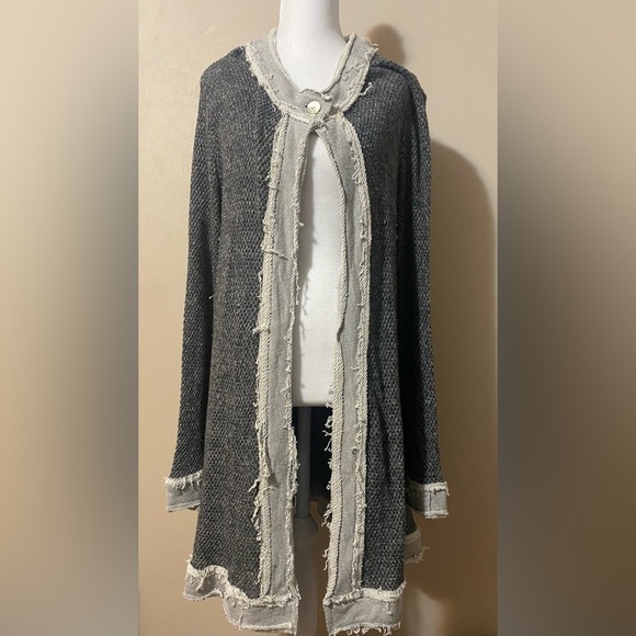 Trouble At The Mill Women's XL Charcoal Long Open Front Cardigan Sweater - Picture 1 of 8